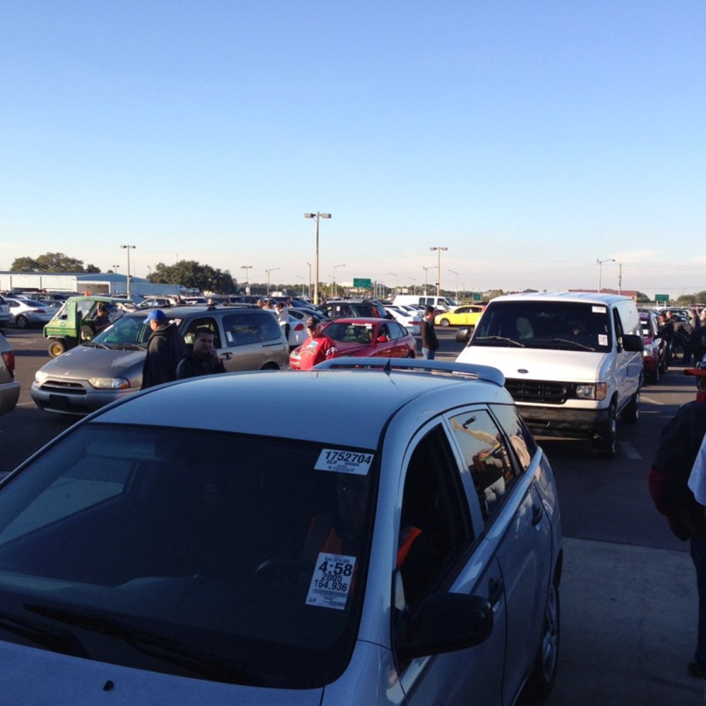 Auction lot at sunset